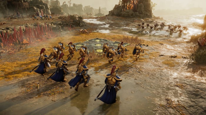 Age of Sigmar: Realms of Ruin armies charging.